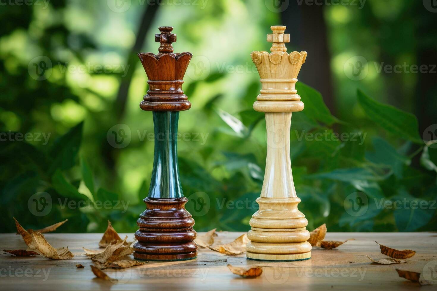 King and Queen of a Chess Game. AI generative photo