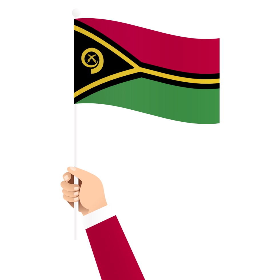 Hand Holding Vanuatu National Flag Isolated Transparent Simple Illustration png