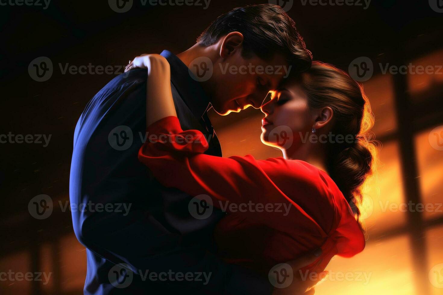 un Pareja bailando un romántico tango.ai generativo foto
