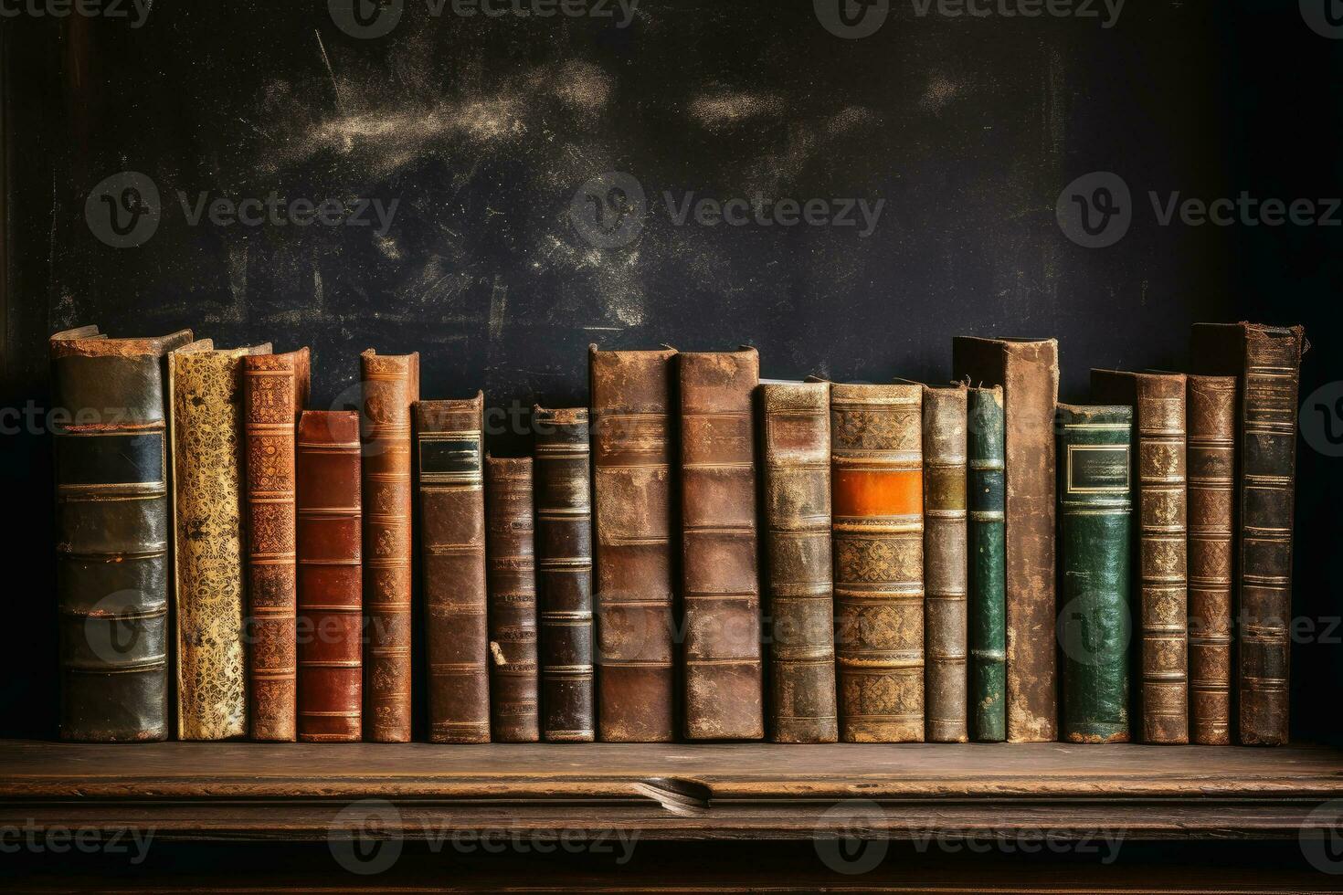 Old books in a shelf background.AI Generative photo