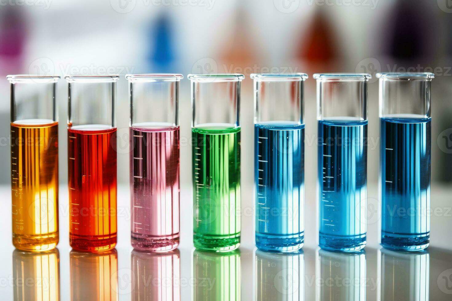 Close-up view of test tubes with test samples.AI Generative photo