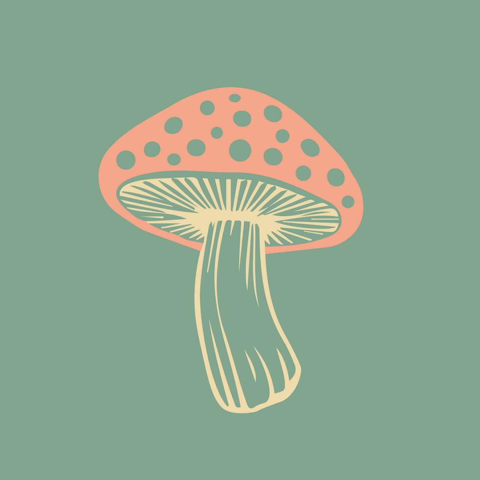 Vector flat fly agaric mushroom icon isolated. amanita. psychedelic colors