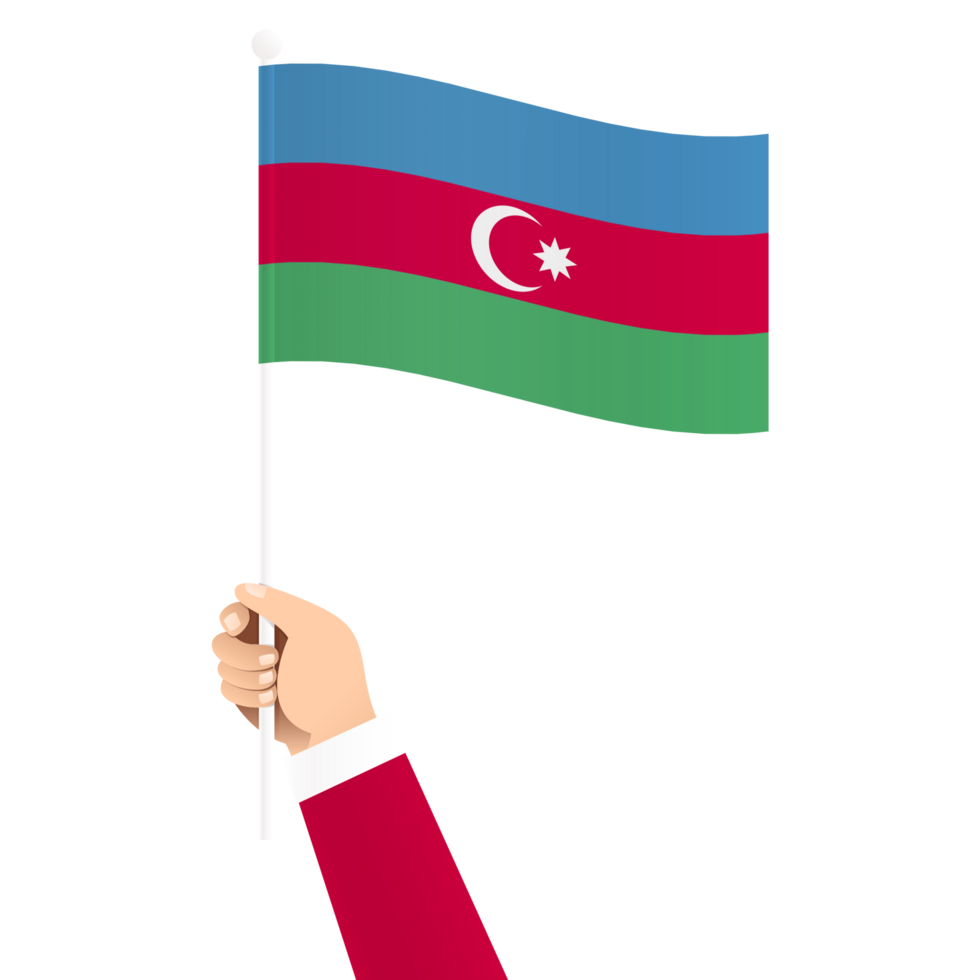 Hand Holding Azerbaijan National Flag Isolated Transparent Simple Illustration png