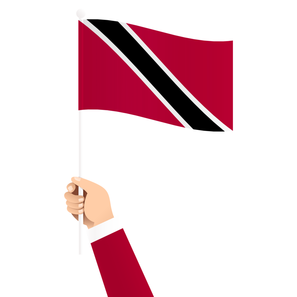 Hand Holding Trinidad and Tobago National Flag Isolated Transparent Simple Illustration png