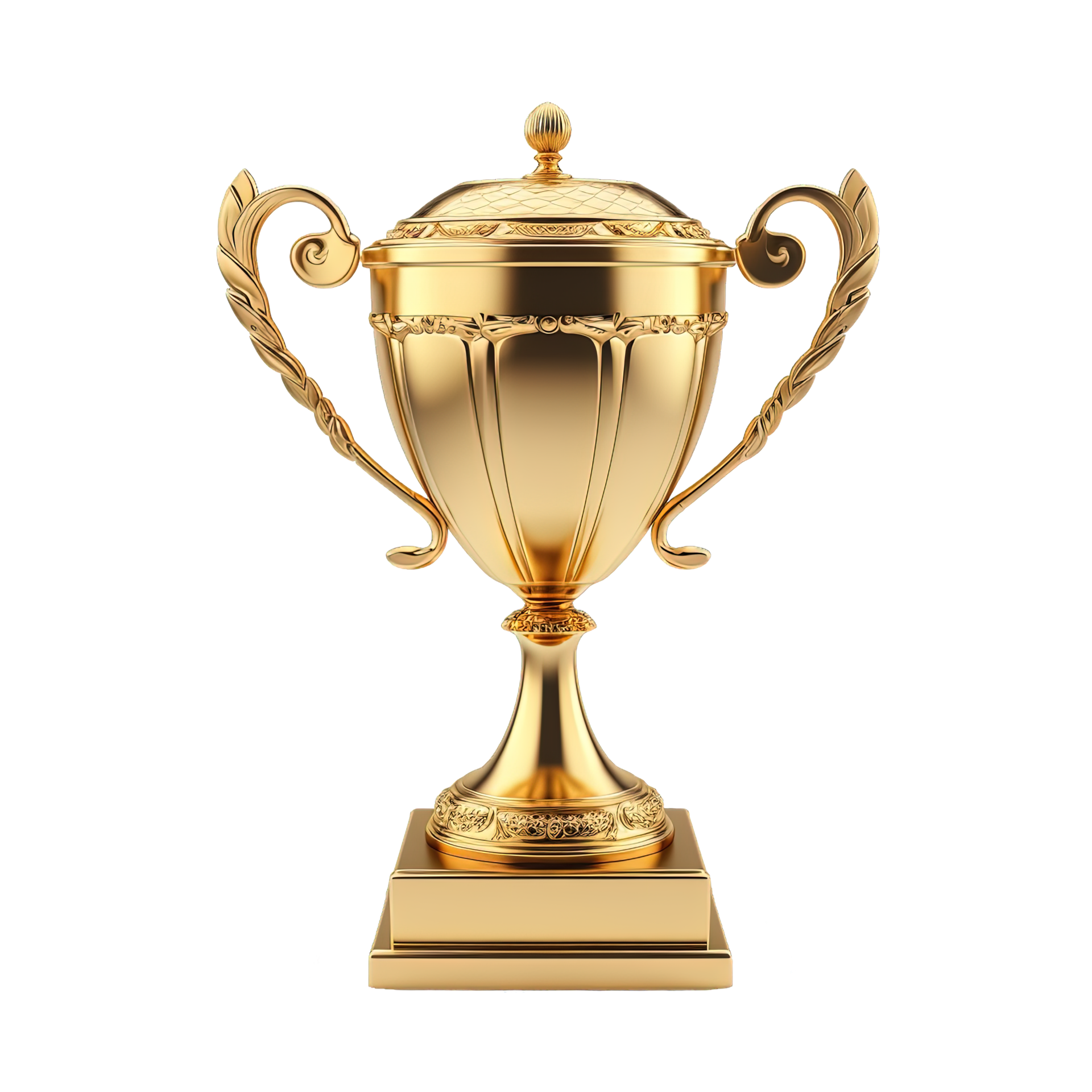 Generative AI, PNG trophy cup. Champion trophy, shiny golden cup, sport