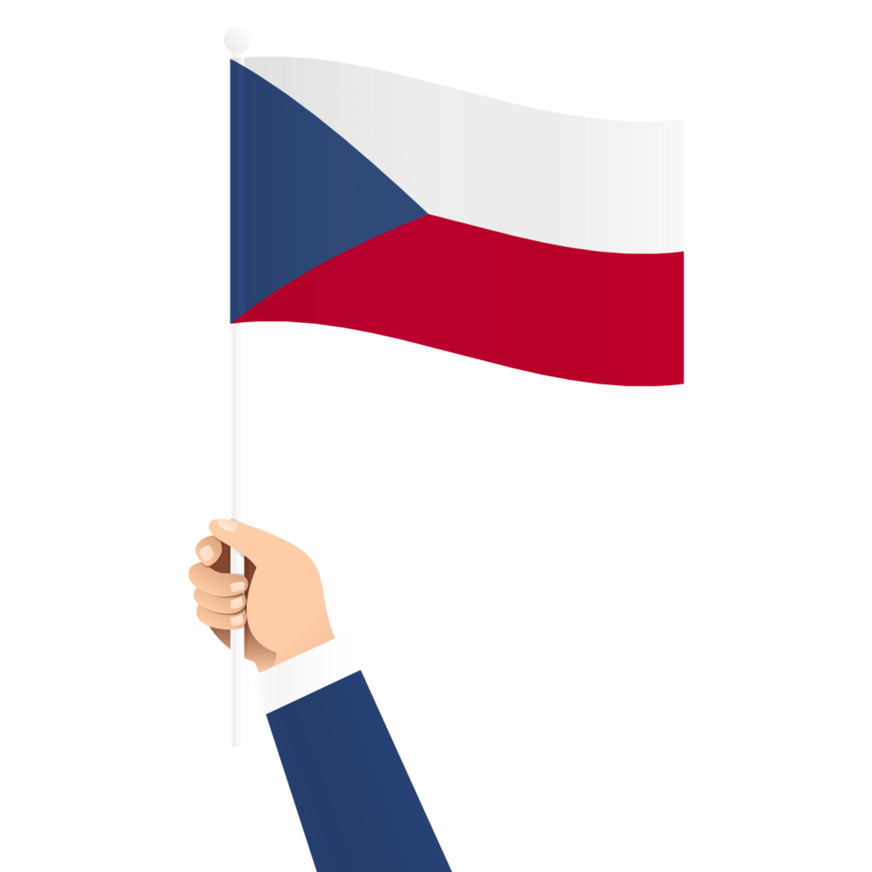 Hand Holding Czech Republic National Flag Isolated Transparent Simple Illustration png