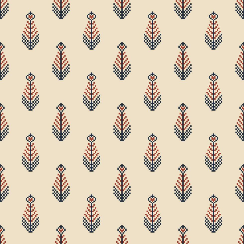 Ethnic small herringbone colorful pattern. Small geometric floral pixel art seamless pattern. Ethnic geometric pattern use for fabric, textile, home decoration elements, upholstery, wrapping. vector