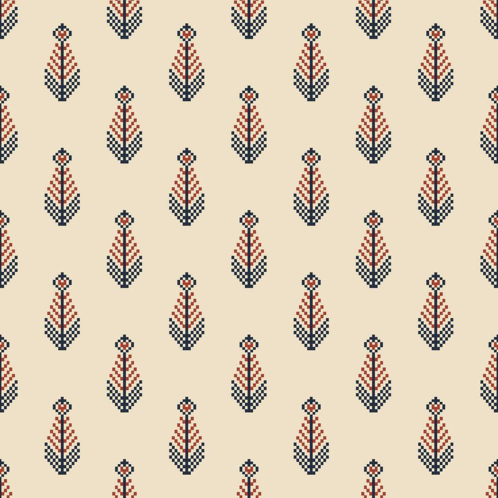 Ethnic small herringbone colorful pattern. Small geometric floral pixel art seamless pattern. Ethnic geometric pattern use for fabric, textile, home decoration elements, upholstery, wrapping. vector