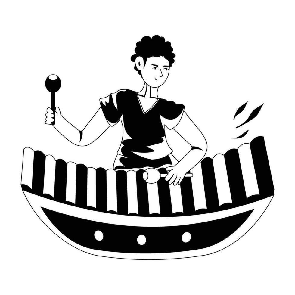Trendy Thai Xylophonist vector