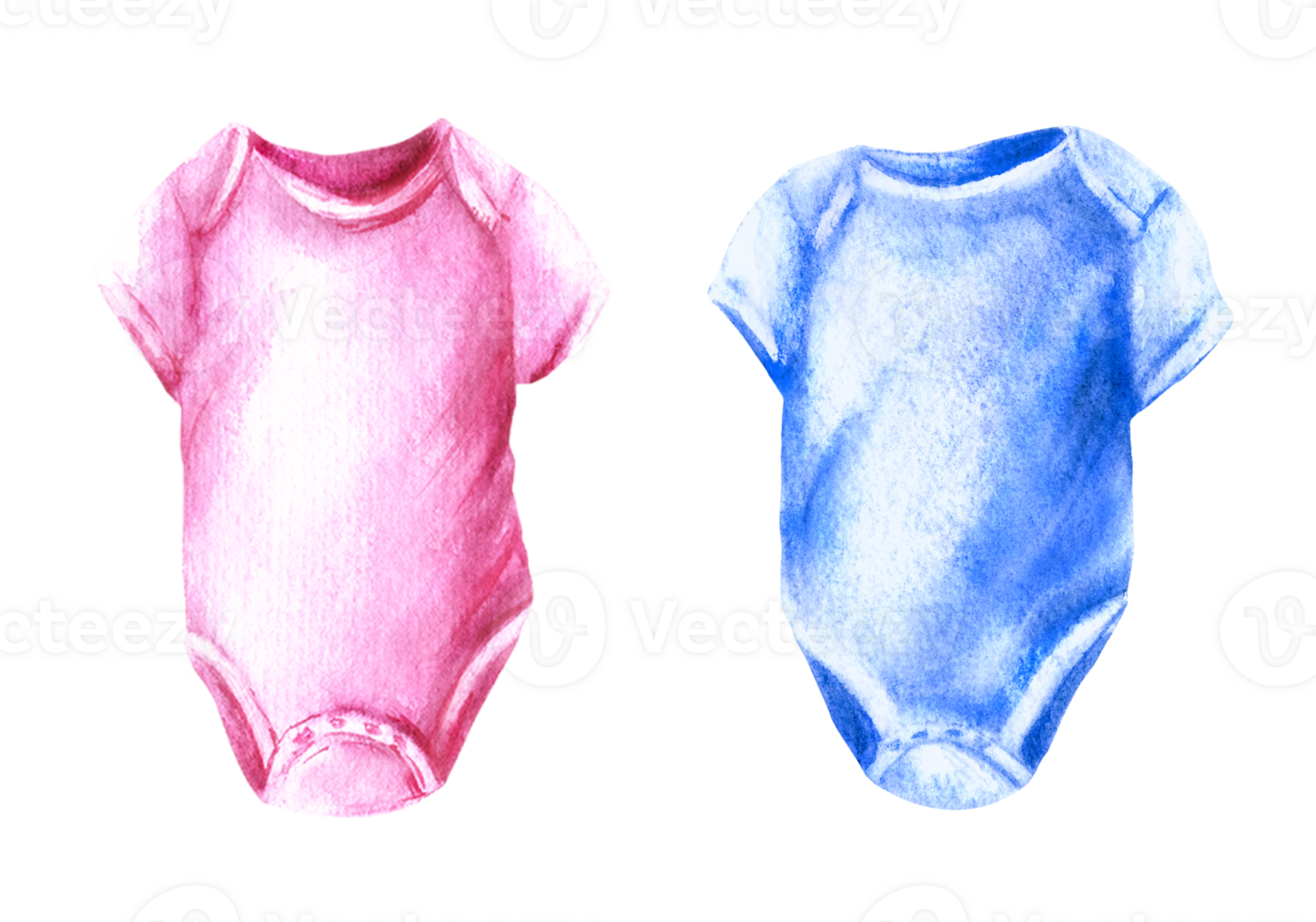 bébé rose et bleu le maillot de corps. il ou elle, bébé vêtements ensemble. aquarelle main illustration. conception pour anniversaire, nouveau née, le sexe révéler faire la fête, imprimer, autocollant png