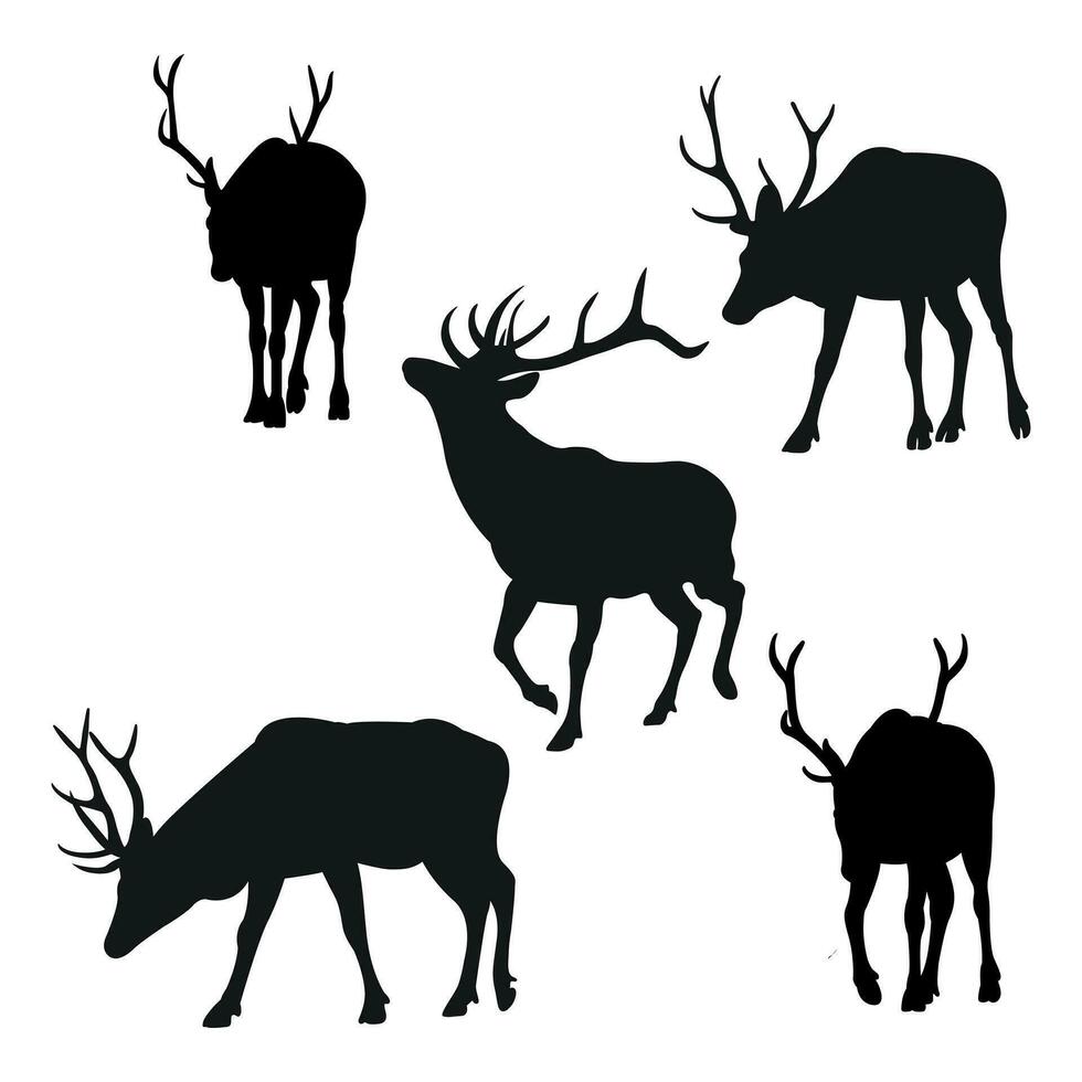 imagen de siluetas de salvaje animales, ciervo. Navidad decoración garabatear vector