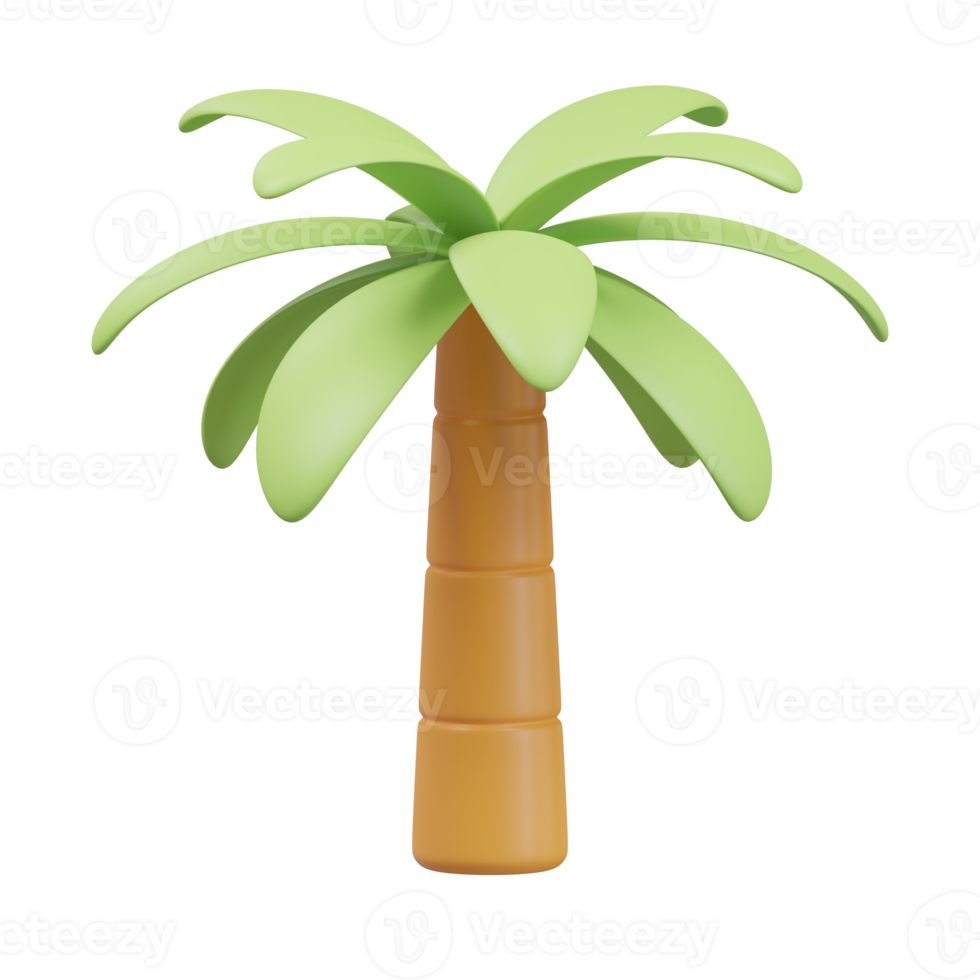 tropical palm tree summer icon 3d render illustration. png