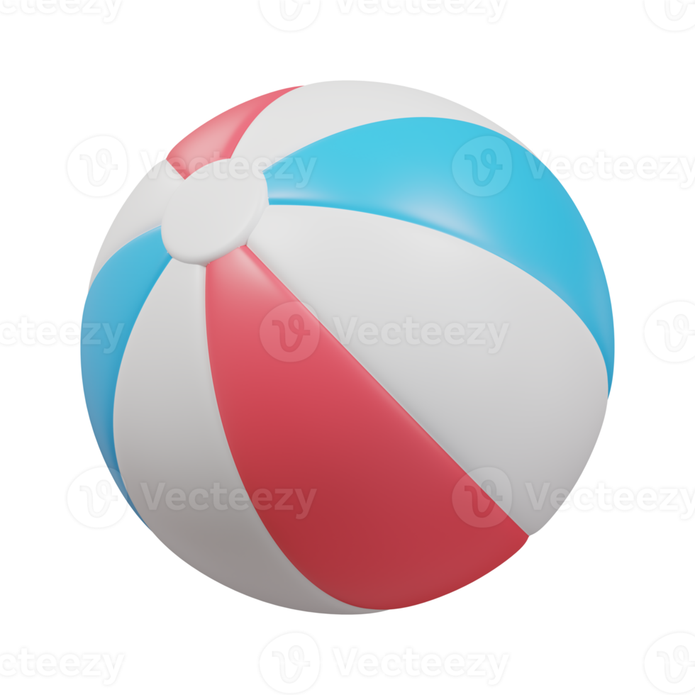 colorful beach ball summer icon 3d render illustration png