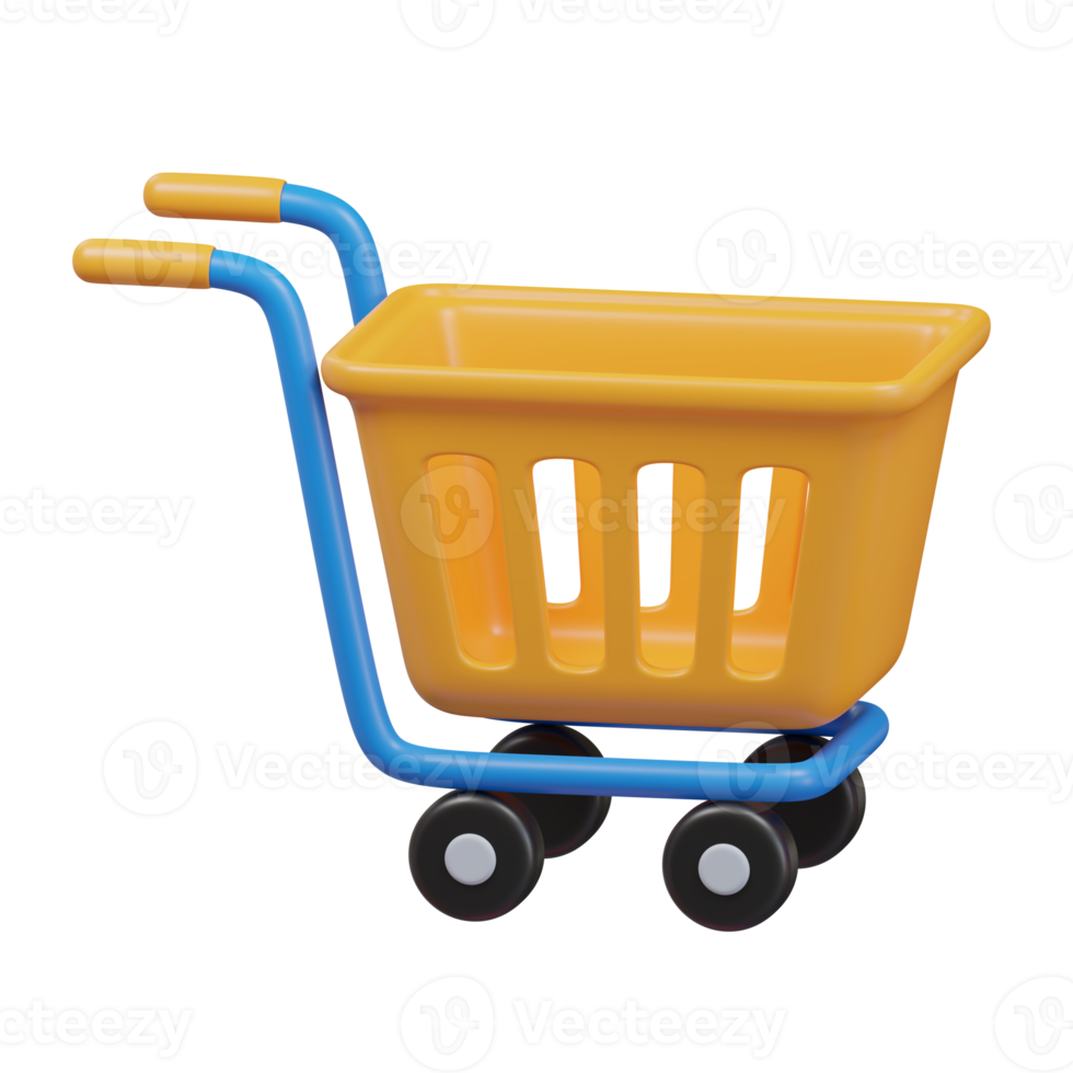 shopping cart icon 3d render illustration png