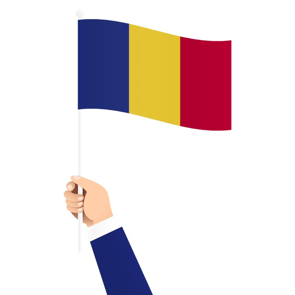 Hand Holding Romania National Flag Isolated Transparent Simple Illustration png