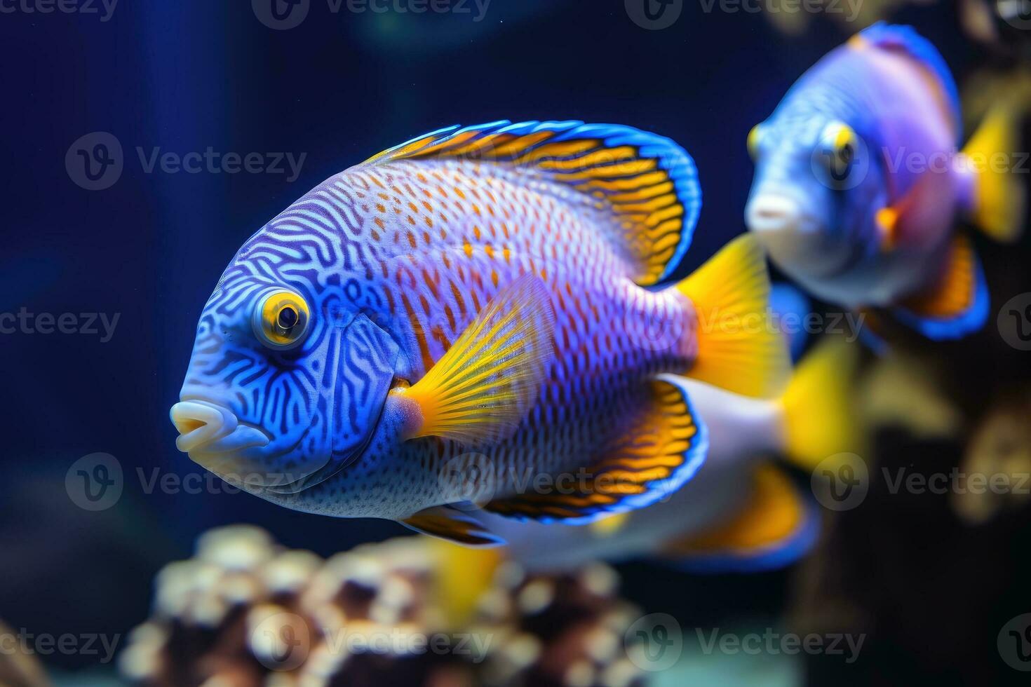 A beautiful fish and aquarium background.AI generative photo