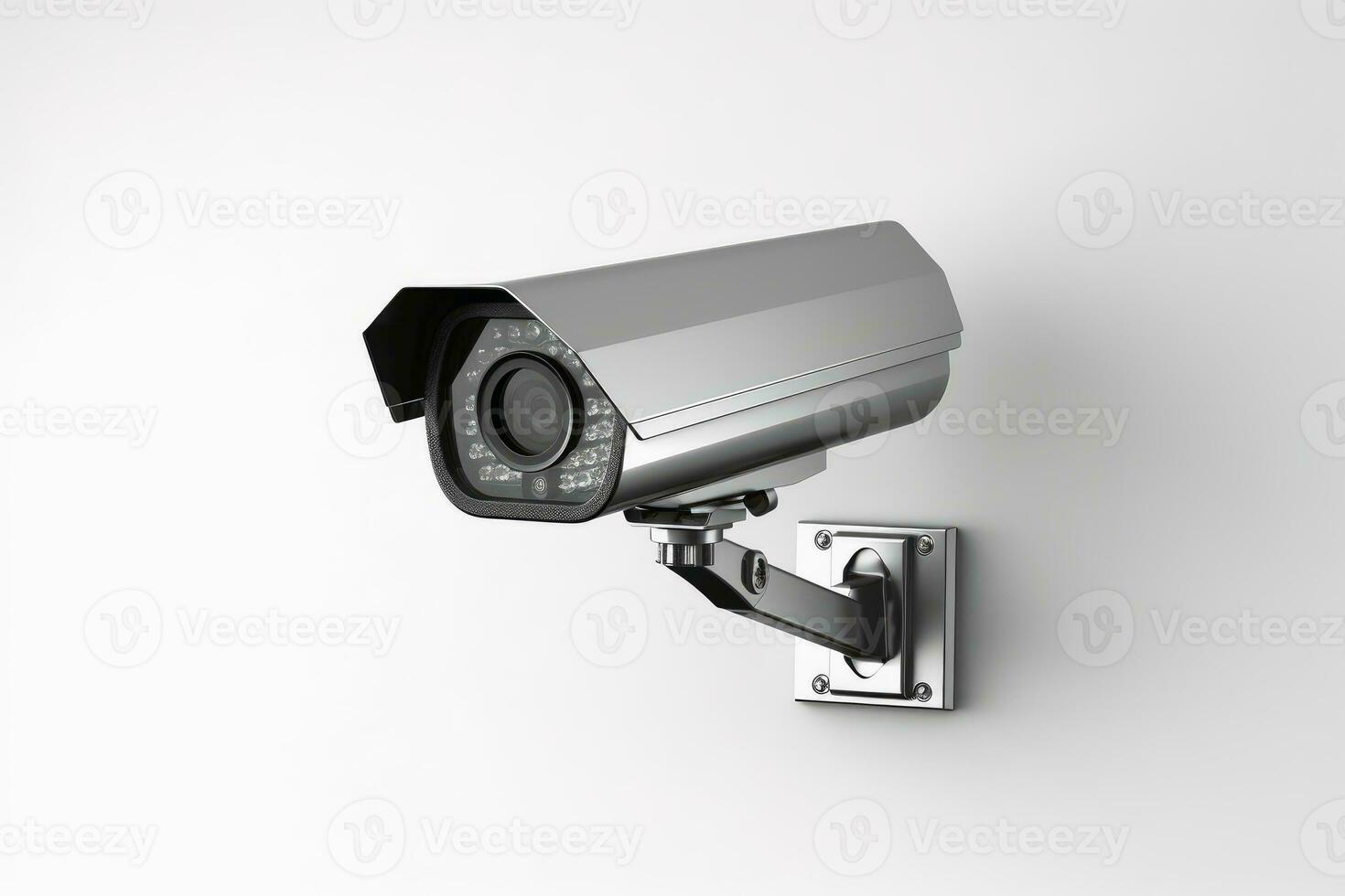 a surveillance camera isolated on a white background.AI generative photo