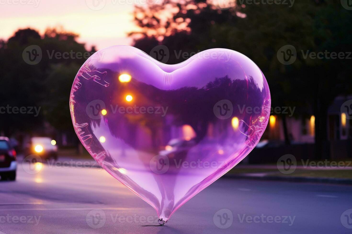 A heart shaped glass bubble looking like a soap bubble.AI Generative photo