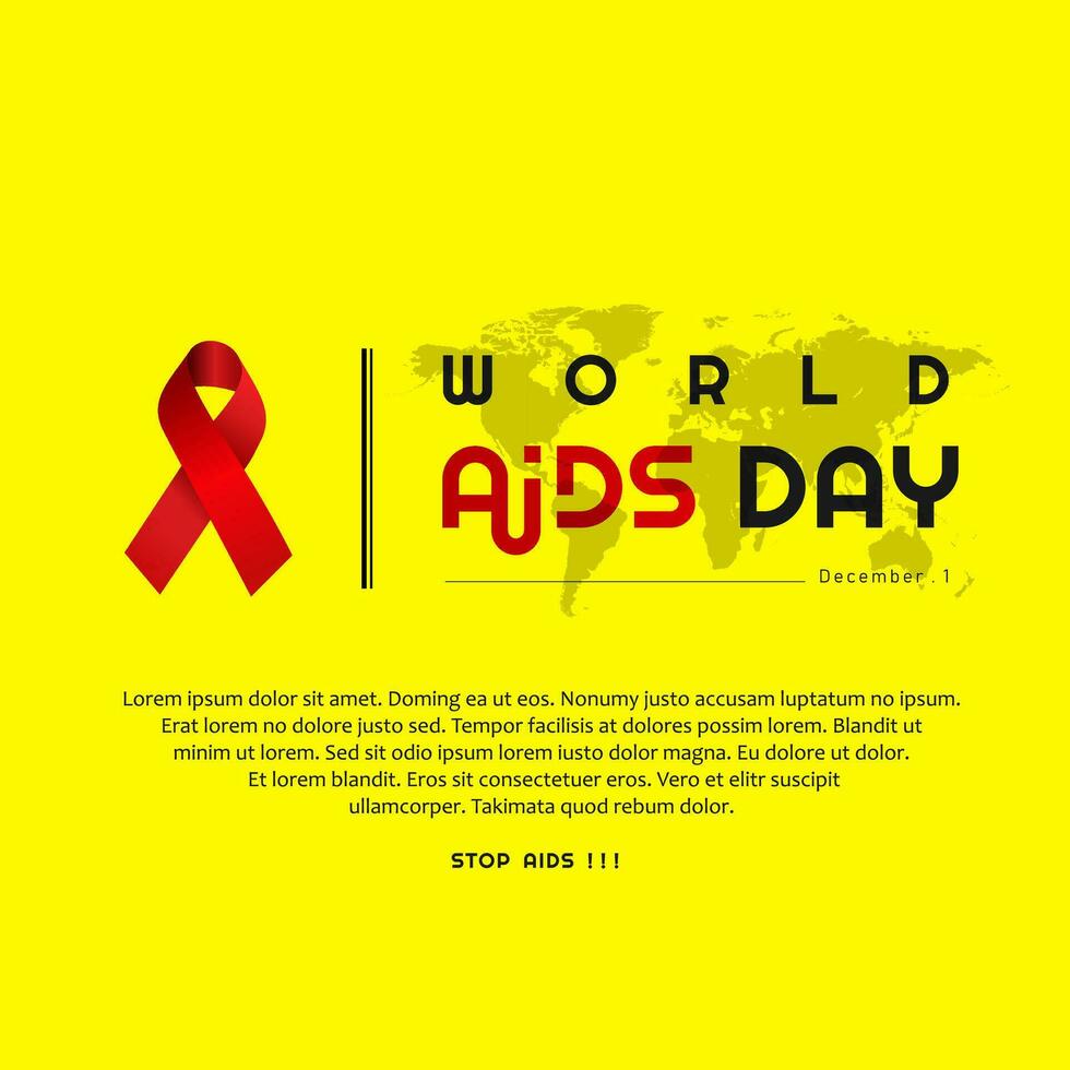 World AIDS Day, Illustration Of World Aids Day With Aids Awareness Ribbon. December 1st, STOP AIDS vector