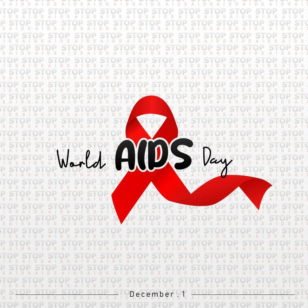 World AIDS Day, Illustration Of World Aids Day With Aids Awareness Ribbon. December 1st, STOP AIDS vector