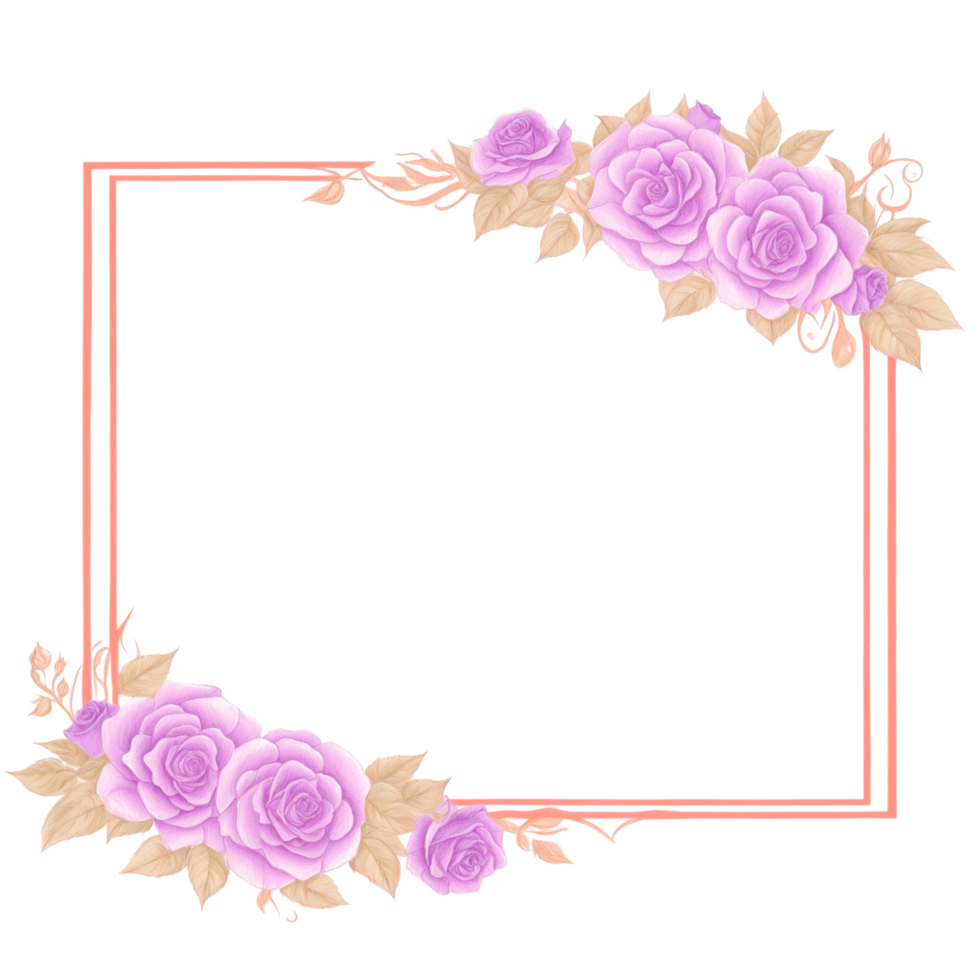 Flower border frame for invitation PNG transparent background Ai Generative
