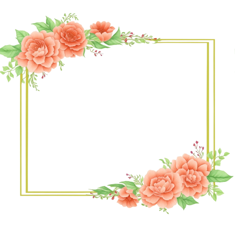 Flower border frame for invitation PNG transparent background Ai Generative