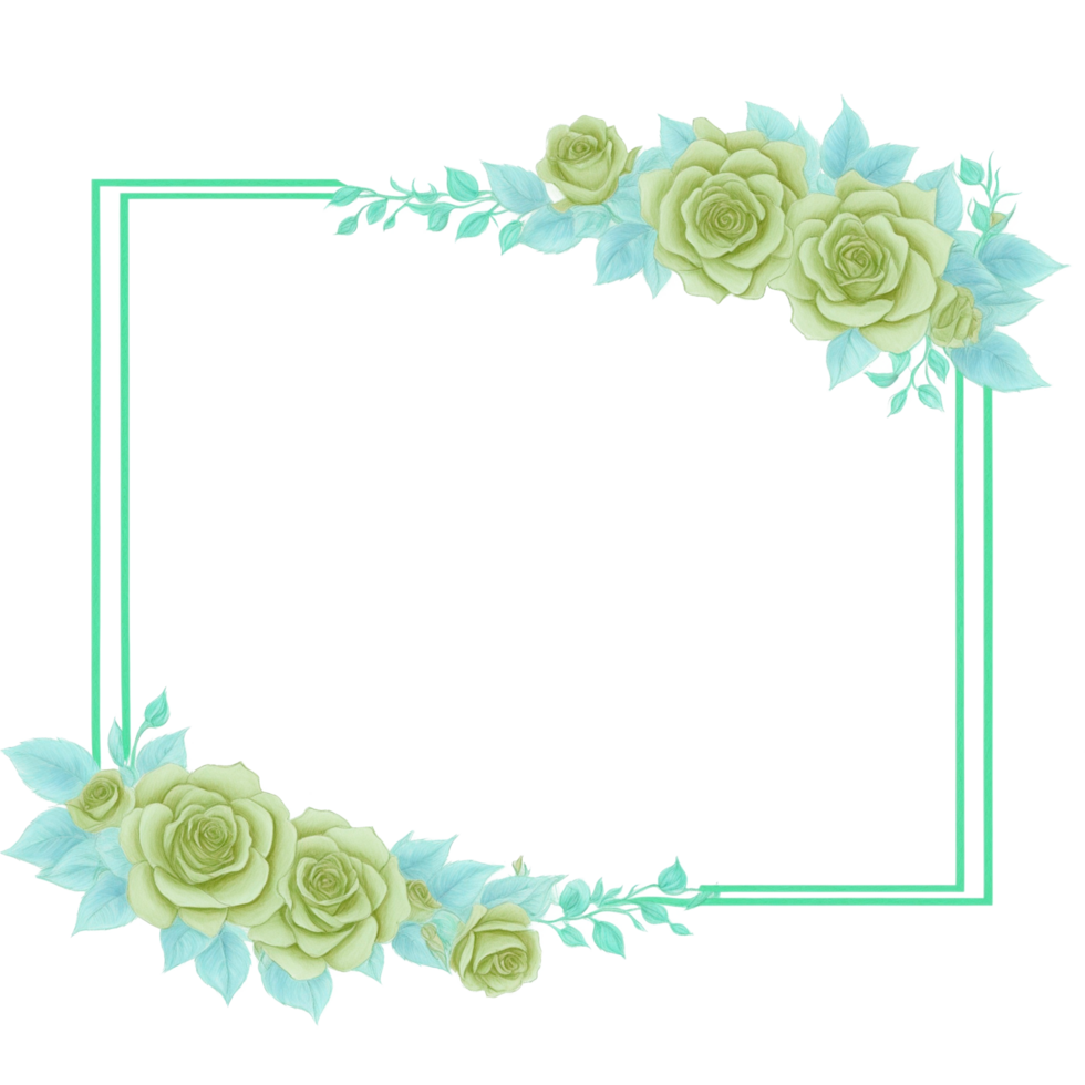 Flower border frame for invitation PNG transparent background Ai Generative