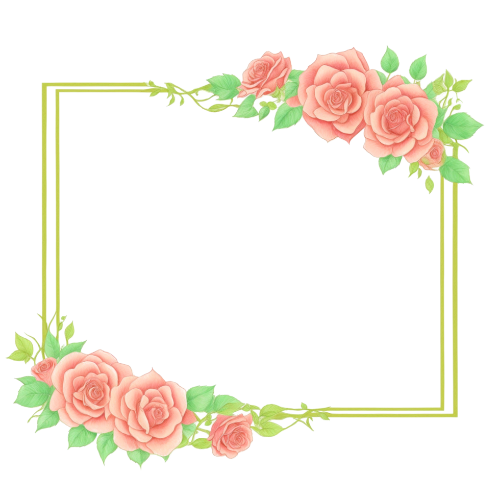 Flower border frame for invitation PNG transparent background Ai Generative