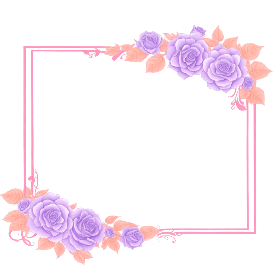 Flower border frame for invitation PNG transparent background Ai Generative