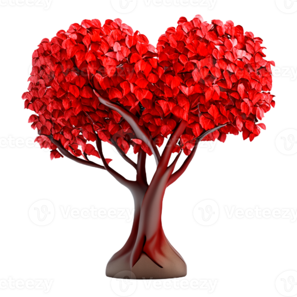 Heart Shape Tree Red AI Generative png