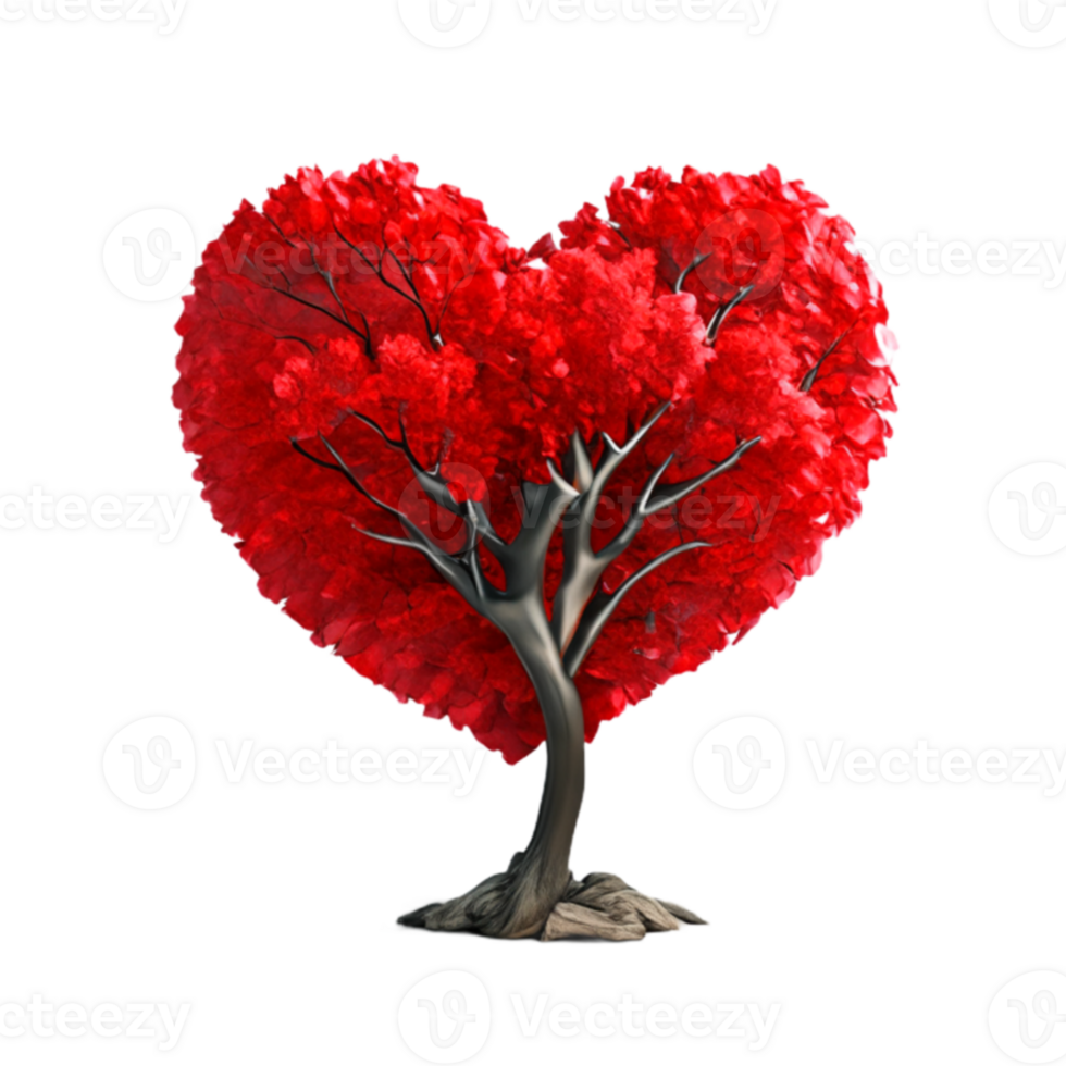 Heart Shape Tree Red AI Generative png