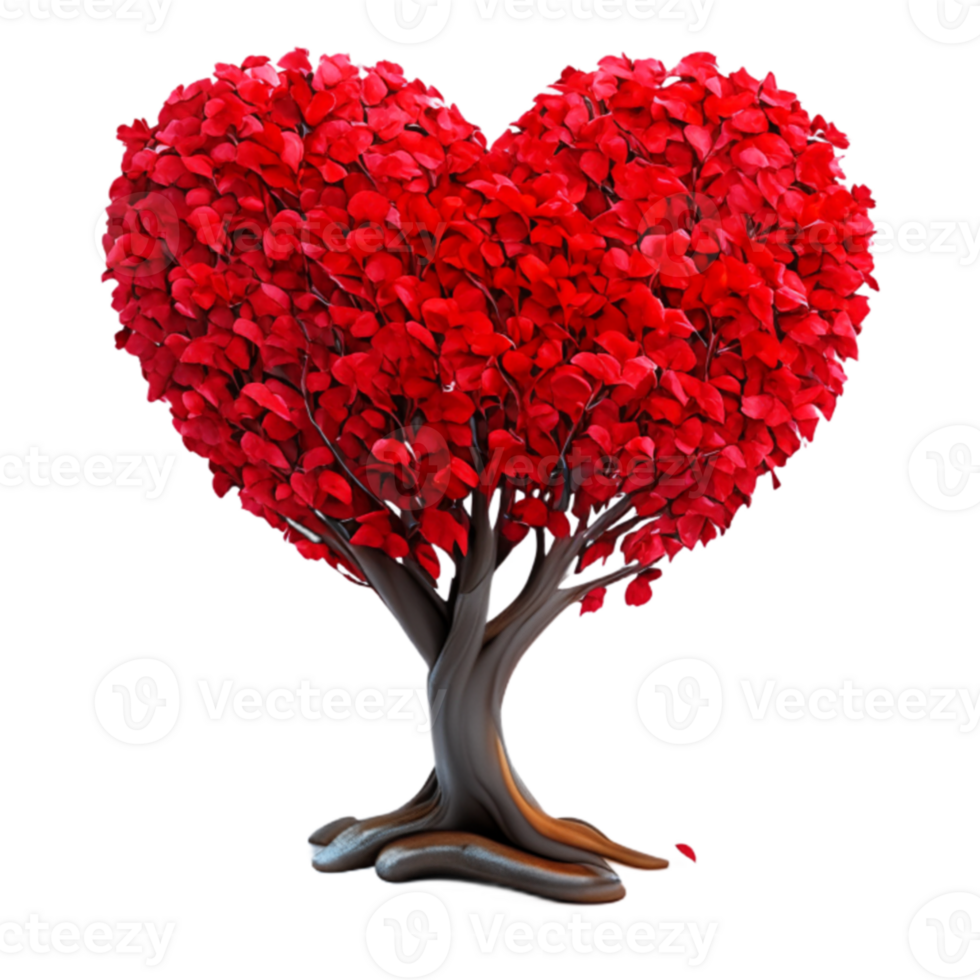 Heart Shape Tree Red AI Generative png