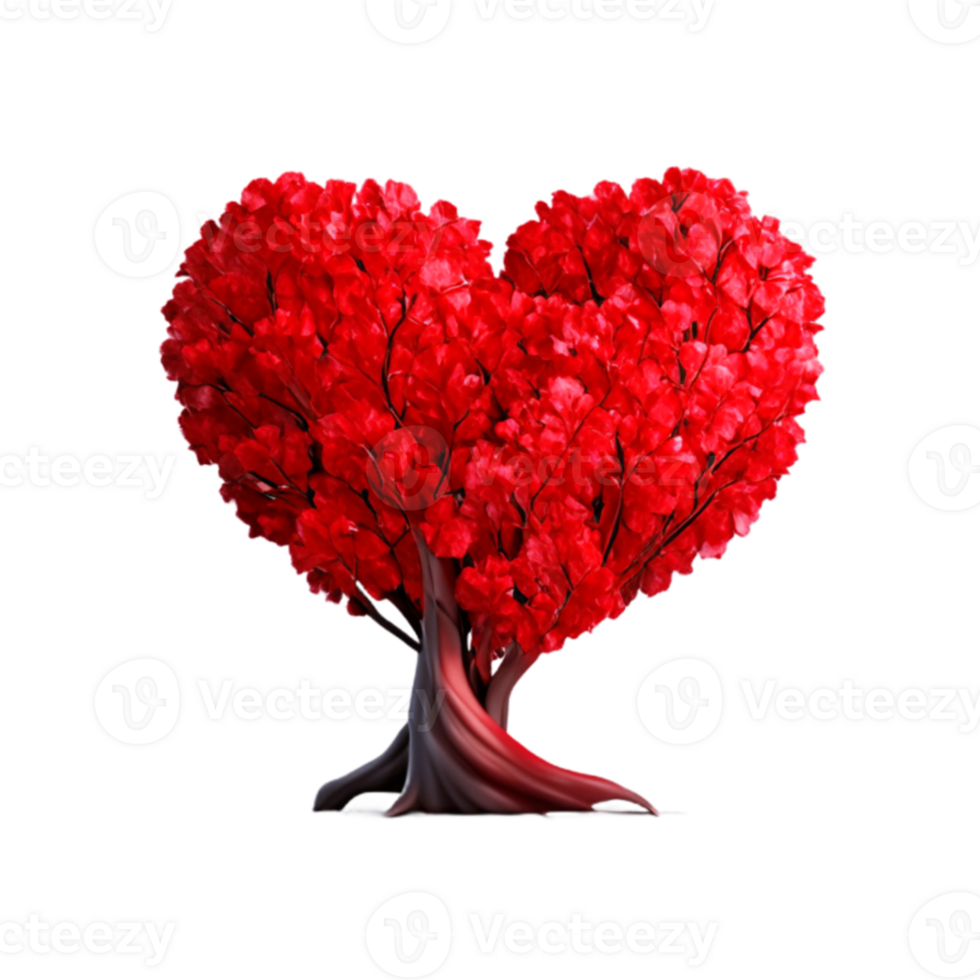 Heart Shape Tree Red AI Generative png