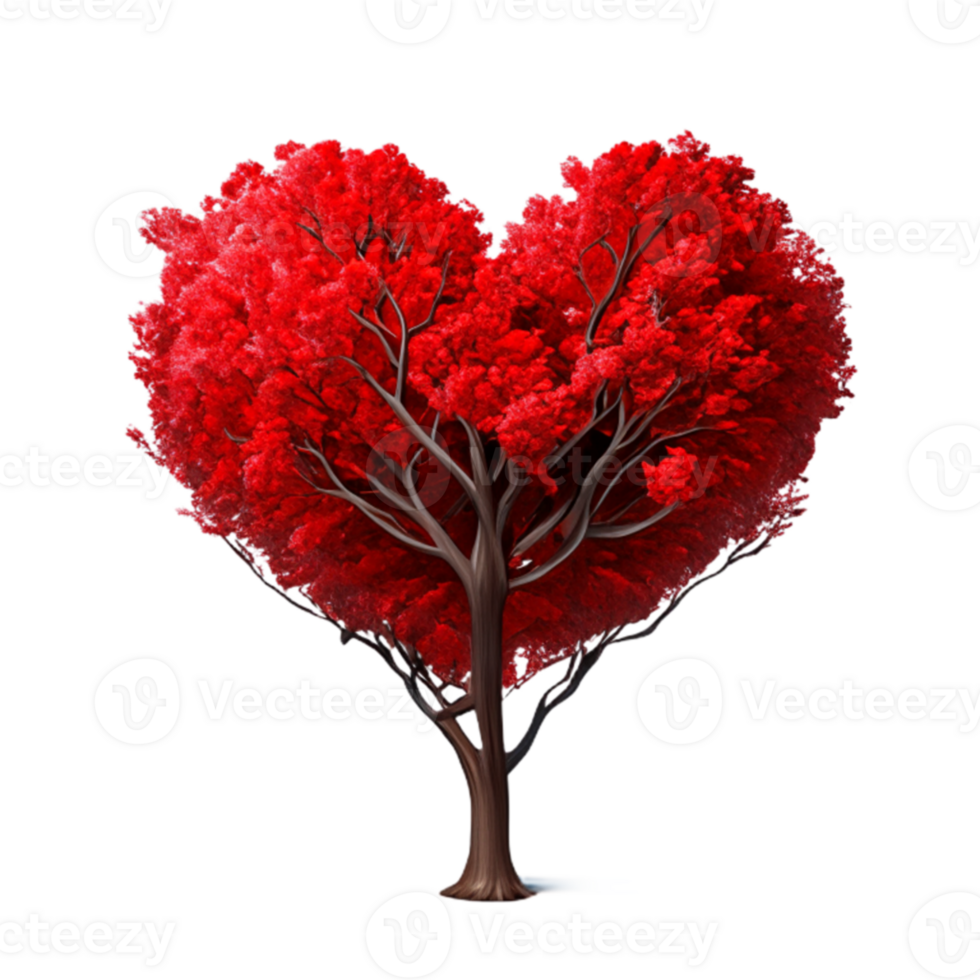 Heart Shape Tree Red AI Generative png