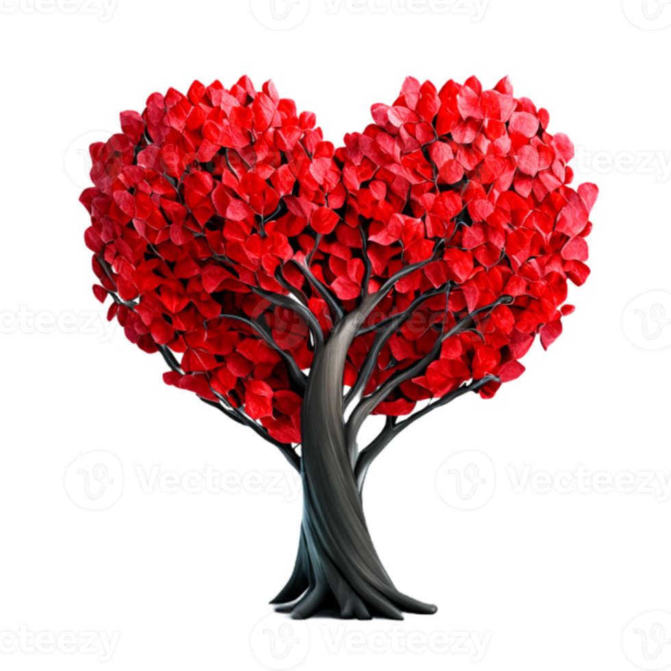 Heart Shape Tree Red AI Generative png