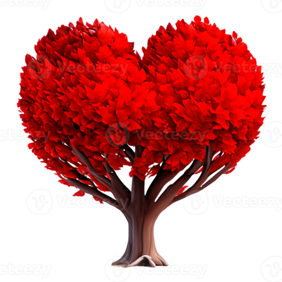 Heart Shape Tree Red AI Generative png