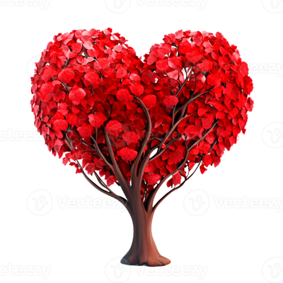 Heart Shape Tree Red AI Generative png