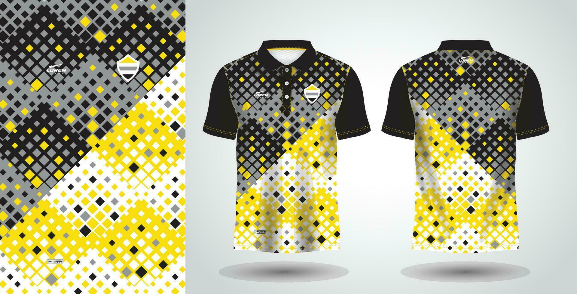 amarillo y negro sublimación camisa para polo deporte jersey modelo vector