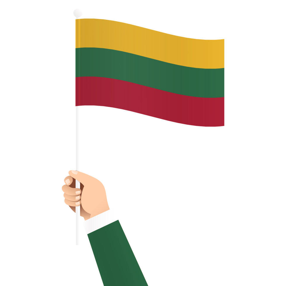 Hand Holding Lithuania National Flag Isolated Transparent Simple Illustration png