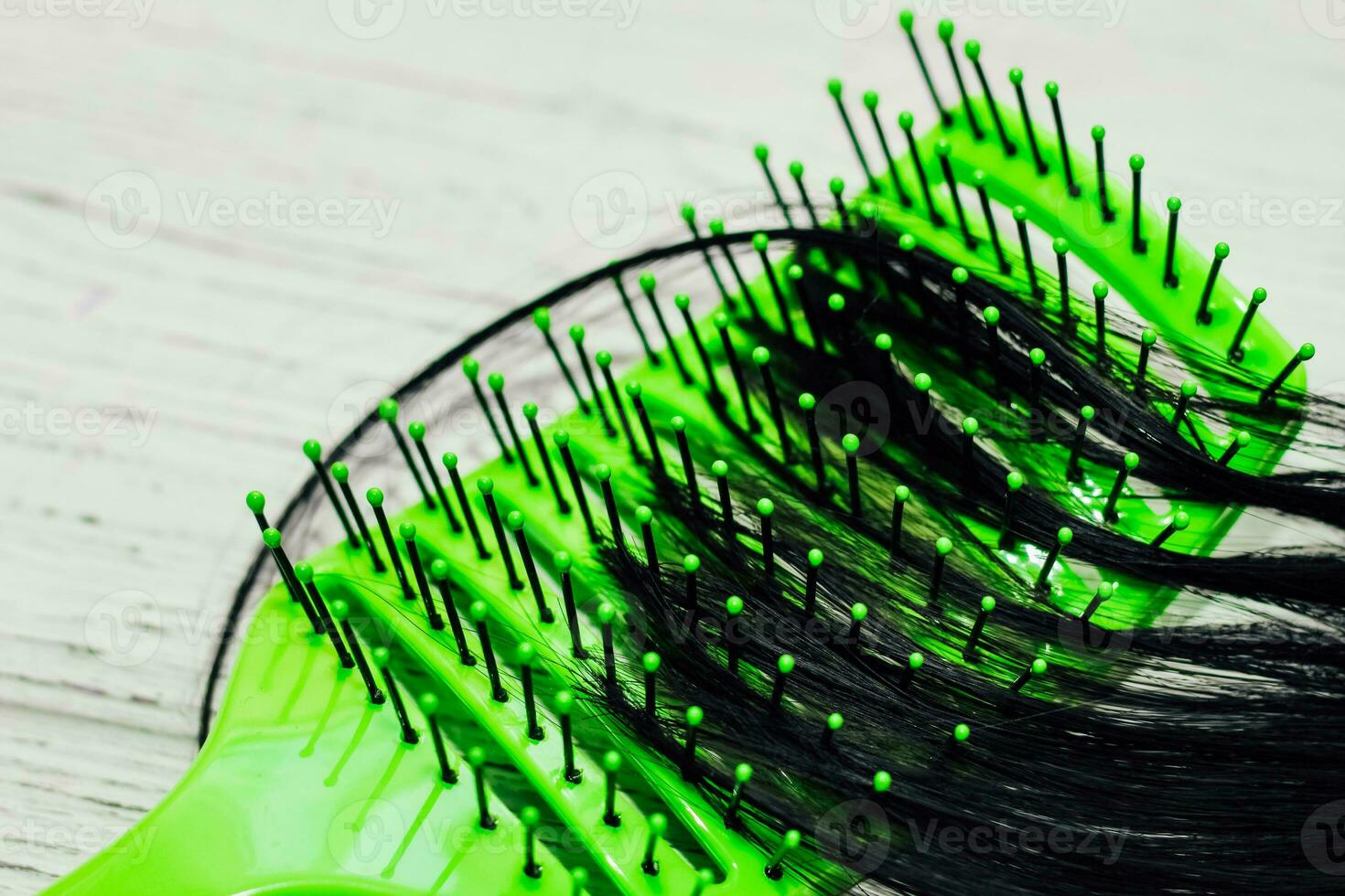 Alopecia hair loss concept, fallen hair on combs from disease. photo