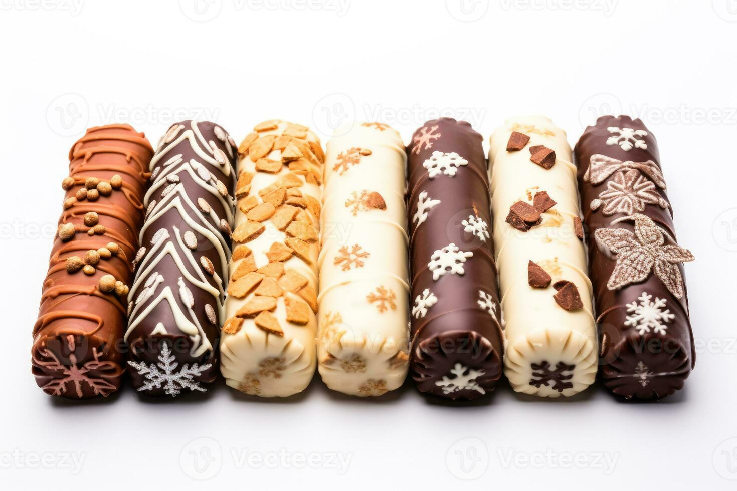 cripsy chocolate Navidad galletas lleno con dulce sorpresas aislado en un blanco antecedentes foto