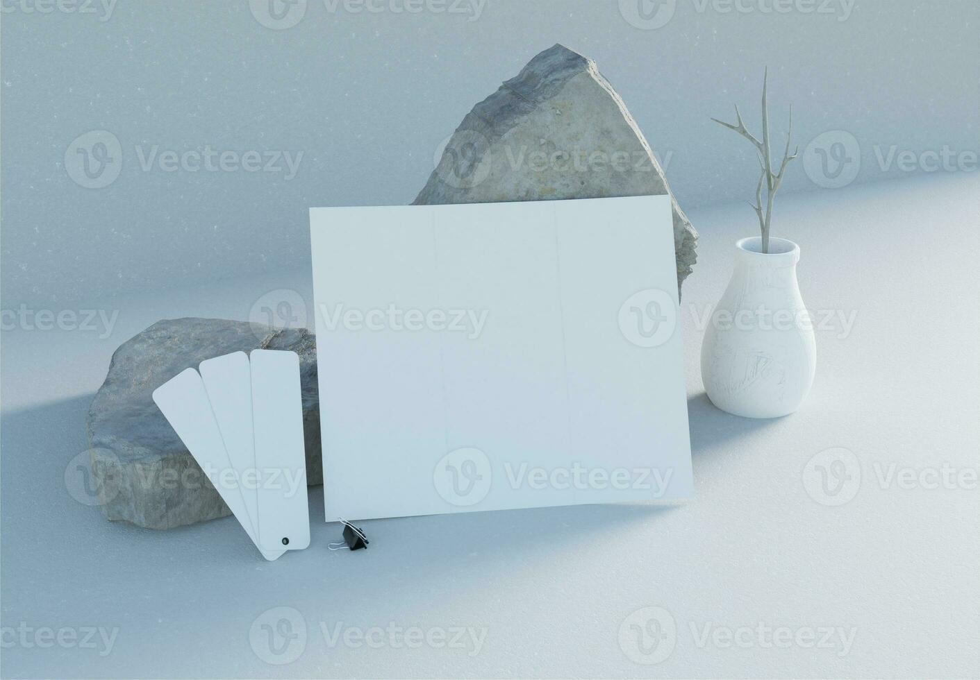 realistic blank tri-fold brochure and color card, suitable for brochure design presentations. photo