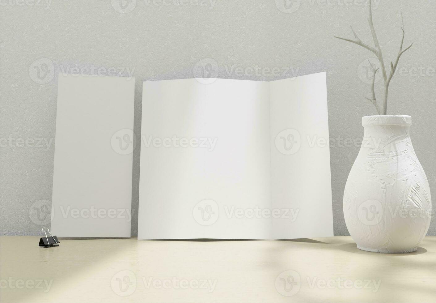 realistic blank 3 fold and bifold brochure, suitable for brochure design presentations. photo