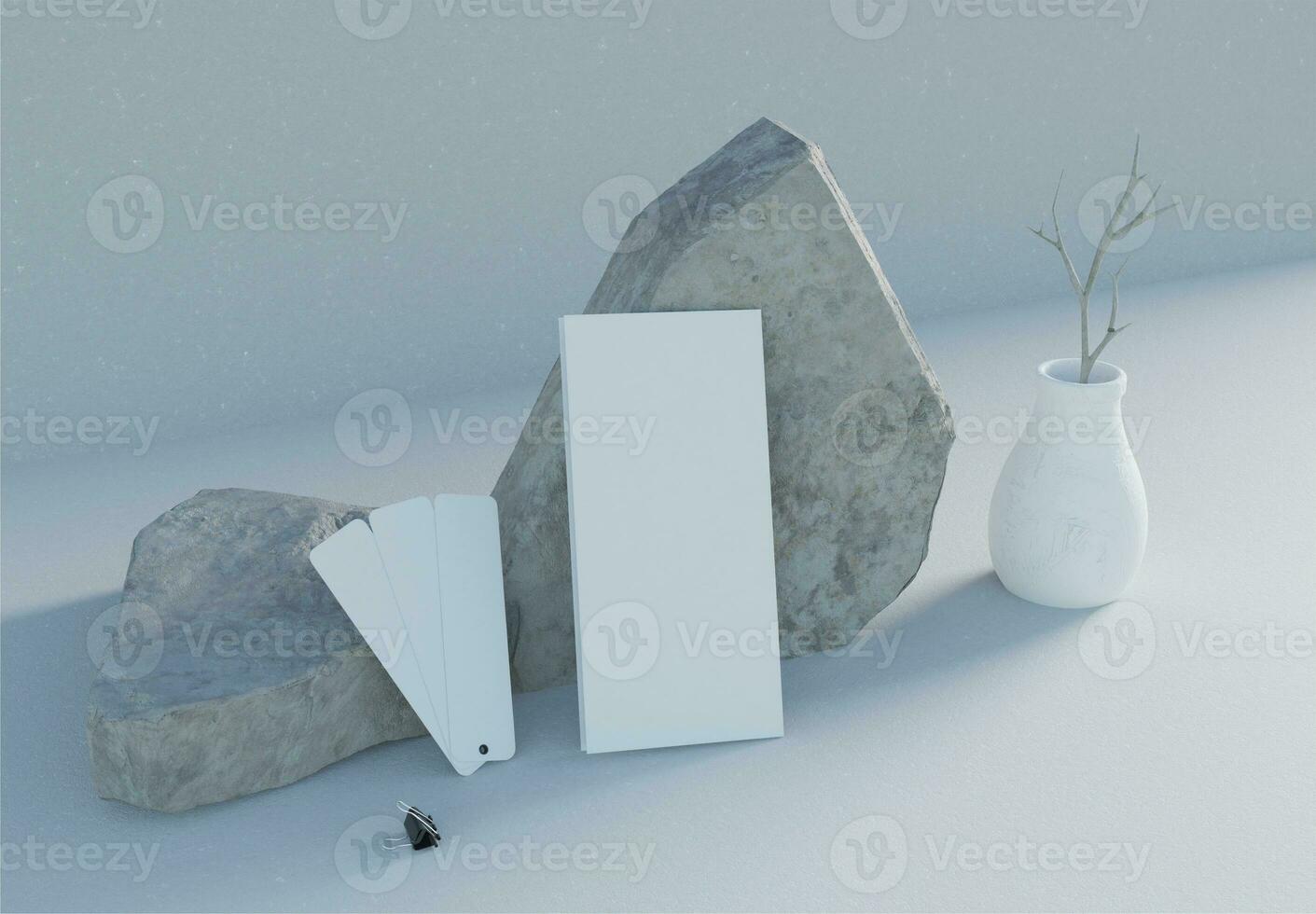 realistic blank bi-fold brochure and color card, suitable for brochure design presentations. photo
