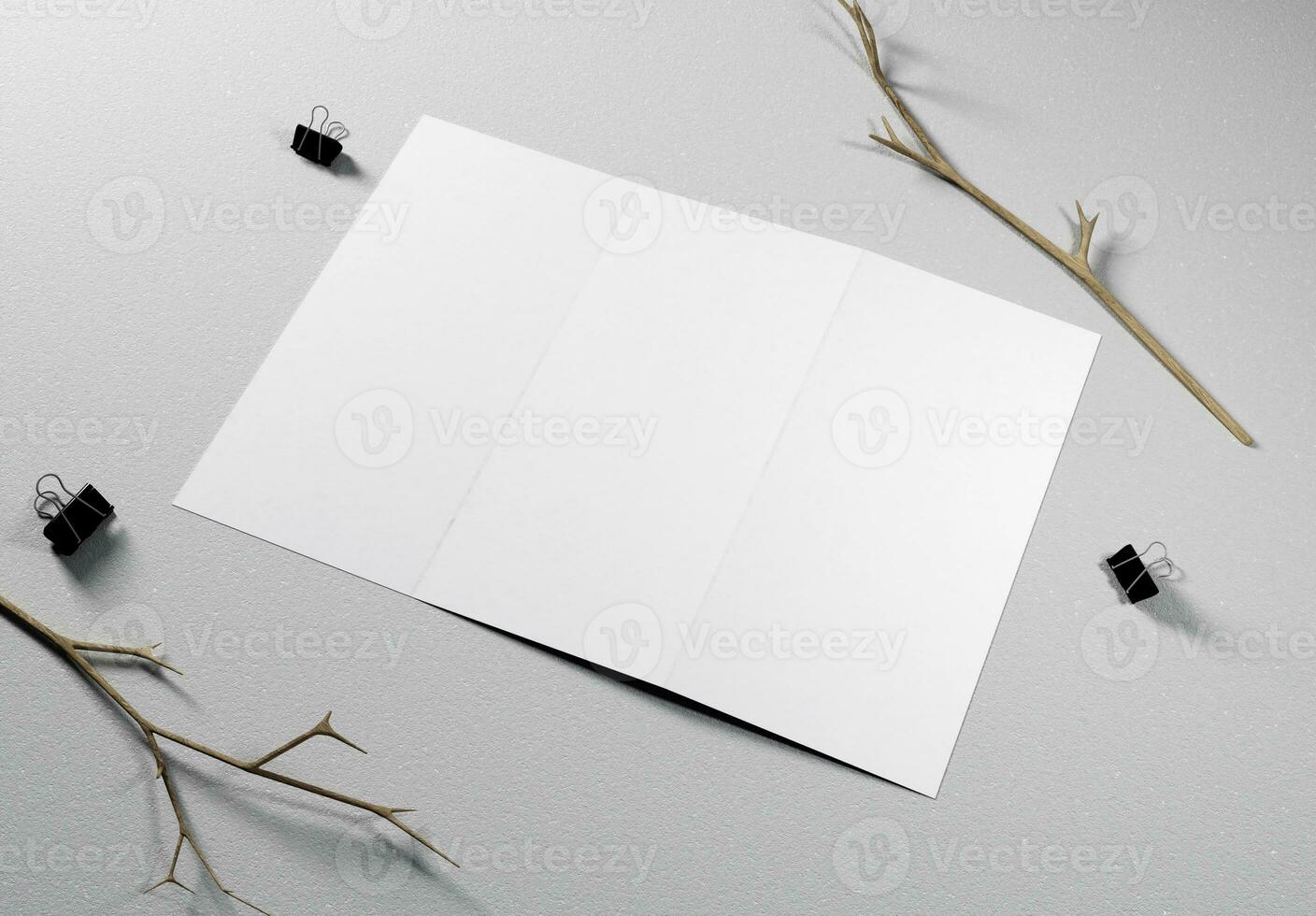 un blanco tríptico folleto con hormigón fondo, genial para folleto maquetas foto