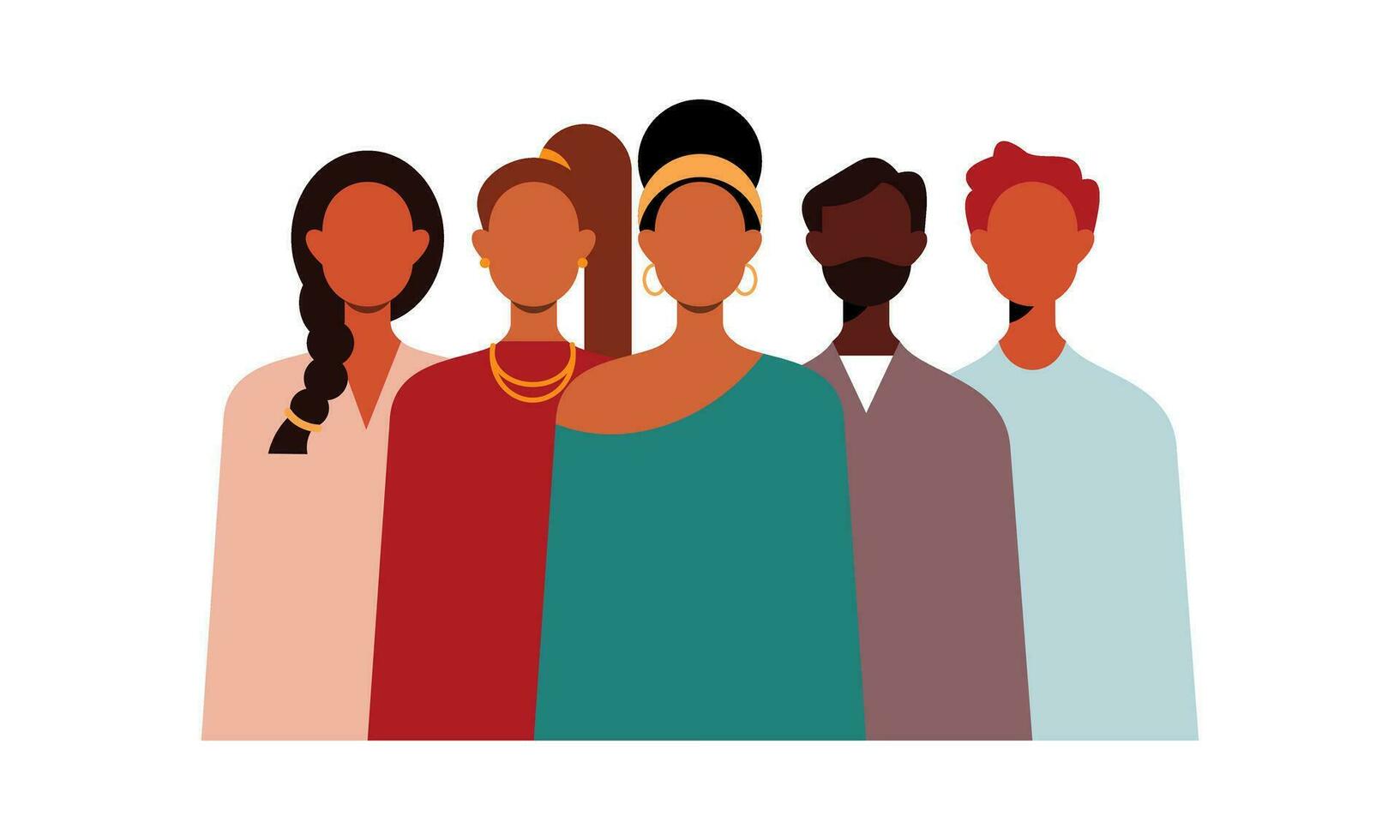 Black Community People. African Male and Female Character Gathered Together Illustration vector