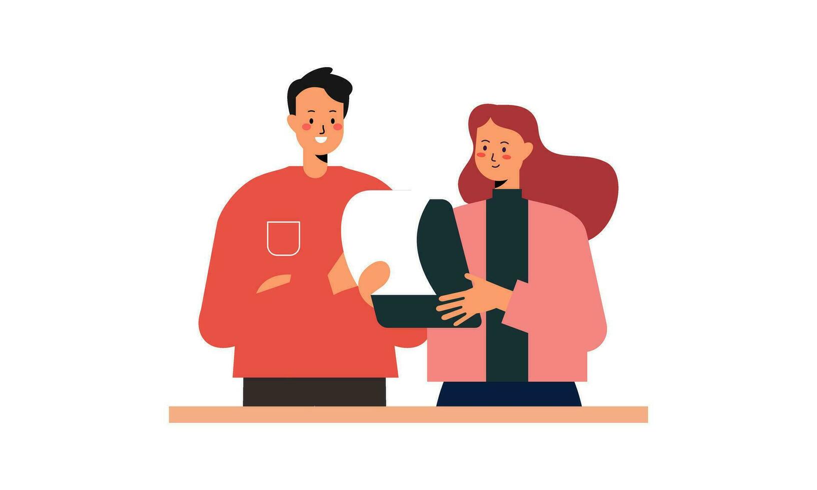 Office Worker Having Discussion with Colleague. Business Discussion Concept Flat Design Illustration vector