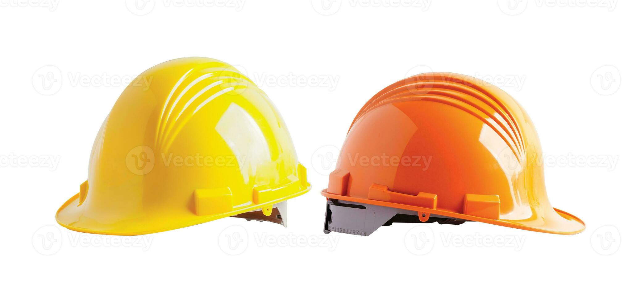 Helmet isolated on white background, protect to safety for engineer in construction site. photo