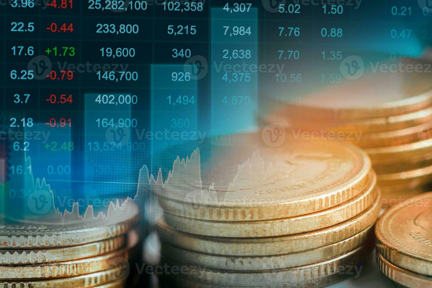 Stock market finance business, economy trend graph digital technology. photo
