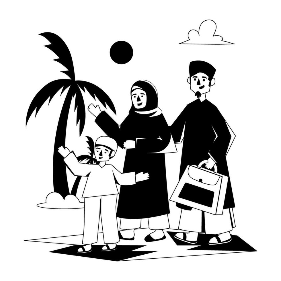 Trendy Muslim Family vector